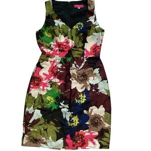Trina Turk Floral Dress Sleeveless V Neck Cotton‎ Blend Size 4